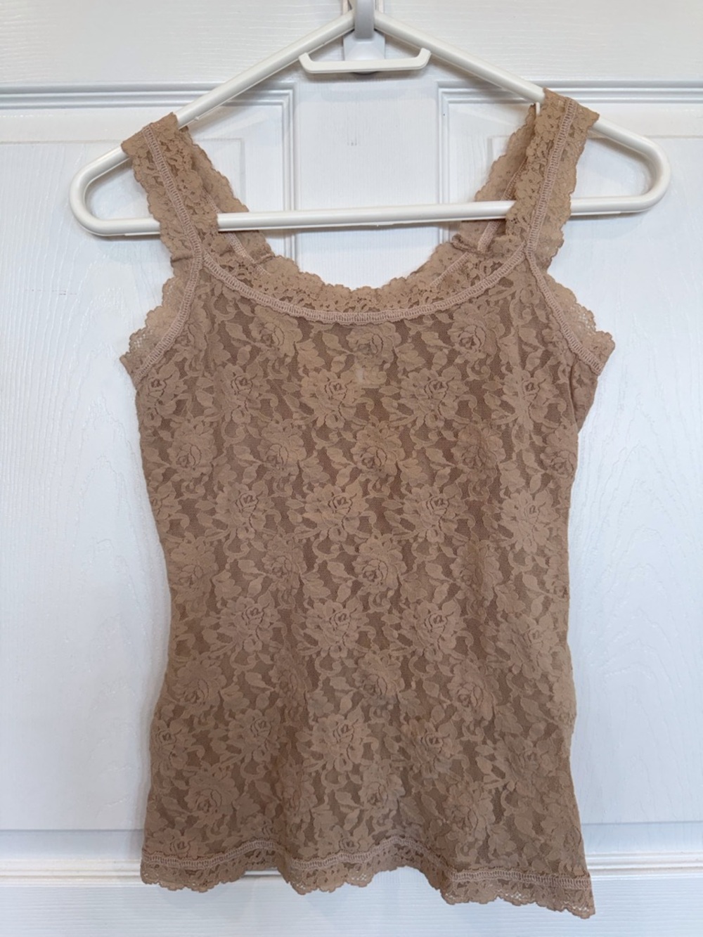 Hanky Panky Lace Tank stretchy fitted camisole top tan